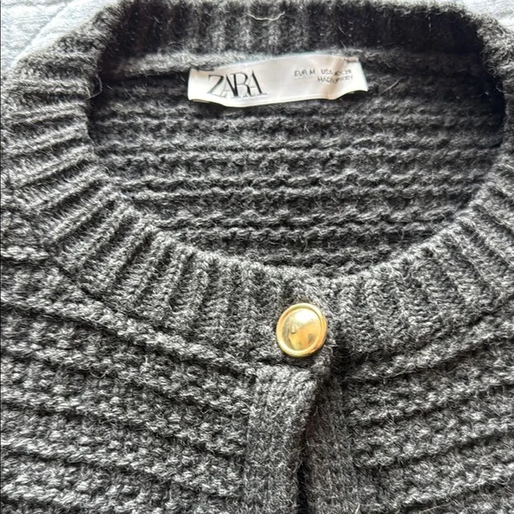 Zara Charcoal Ribbed Women's Cardigan - Picture 2 of 4
